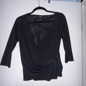 Express Black Mesh Detail Top